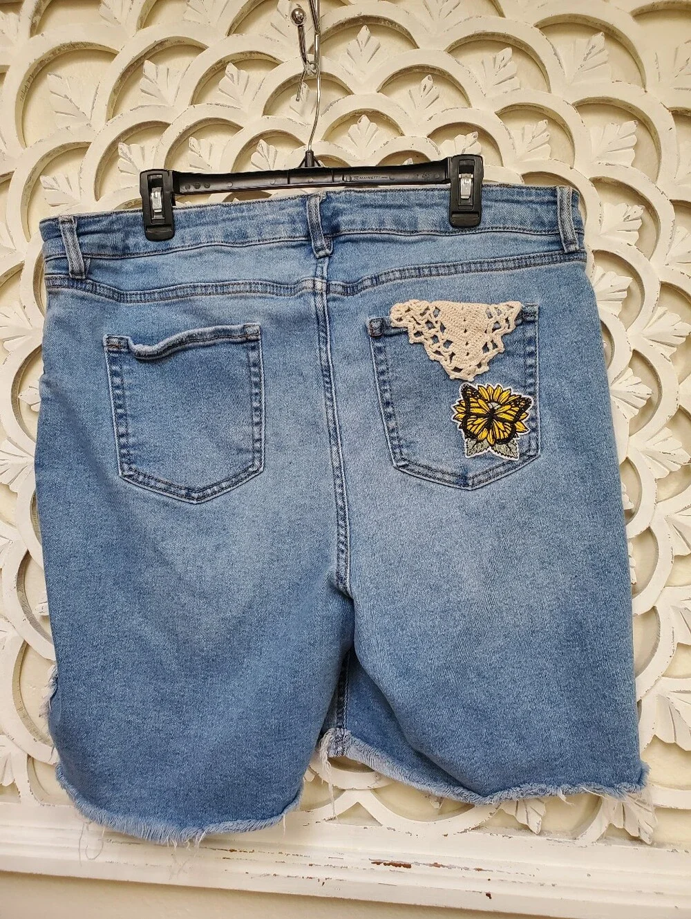 Personal Upcycled Ava & Viv Long Distressed Denim Shorts Size 20W